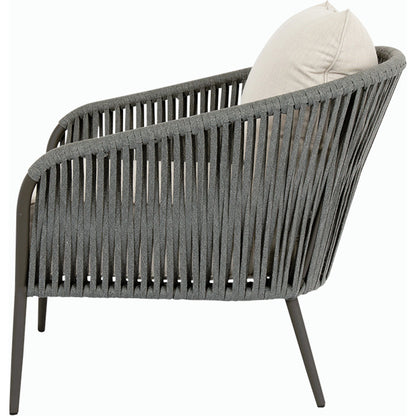 Florence Outdoor Club Chair by Sunset West in graphite. Made from olefin rope in a coastal style.