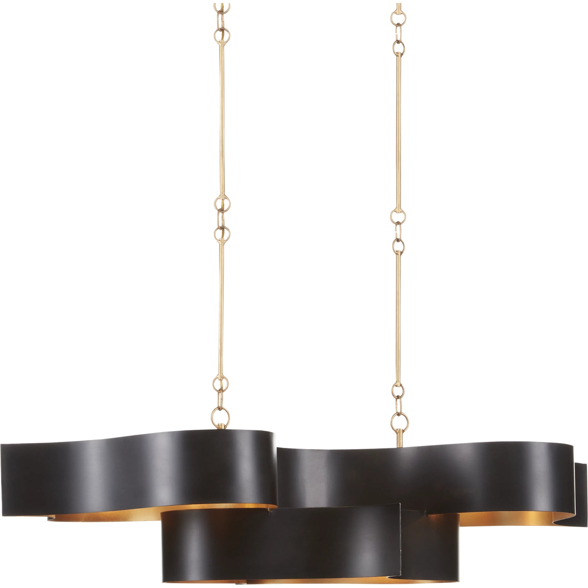 Grand Lotus Oval Chandelier by Currey and Company. Made from wrought iron in a modern style.