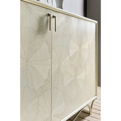 Melange White Lotus Hall Chest by Hooker Furniture in white painted, metal. Made from metal, birch veneers, dyed white figured maple veneers, dyed white birdseye maple veneers, fabric, 100% polyester in a transitional style.