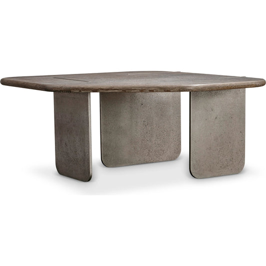 Melba Cocktail Table by Bernhardt in graphite, puma. Made from wood, metal in a rustic style.