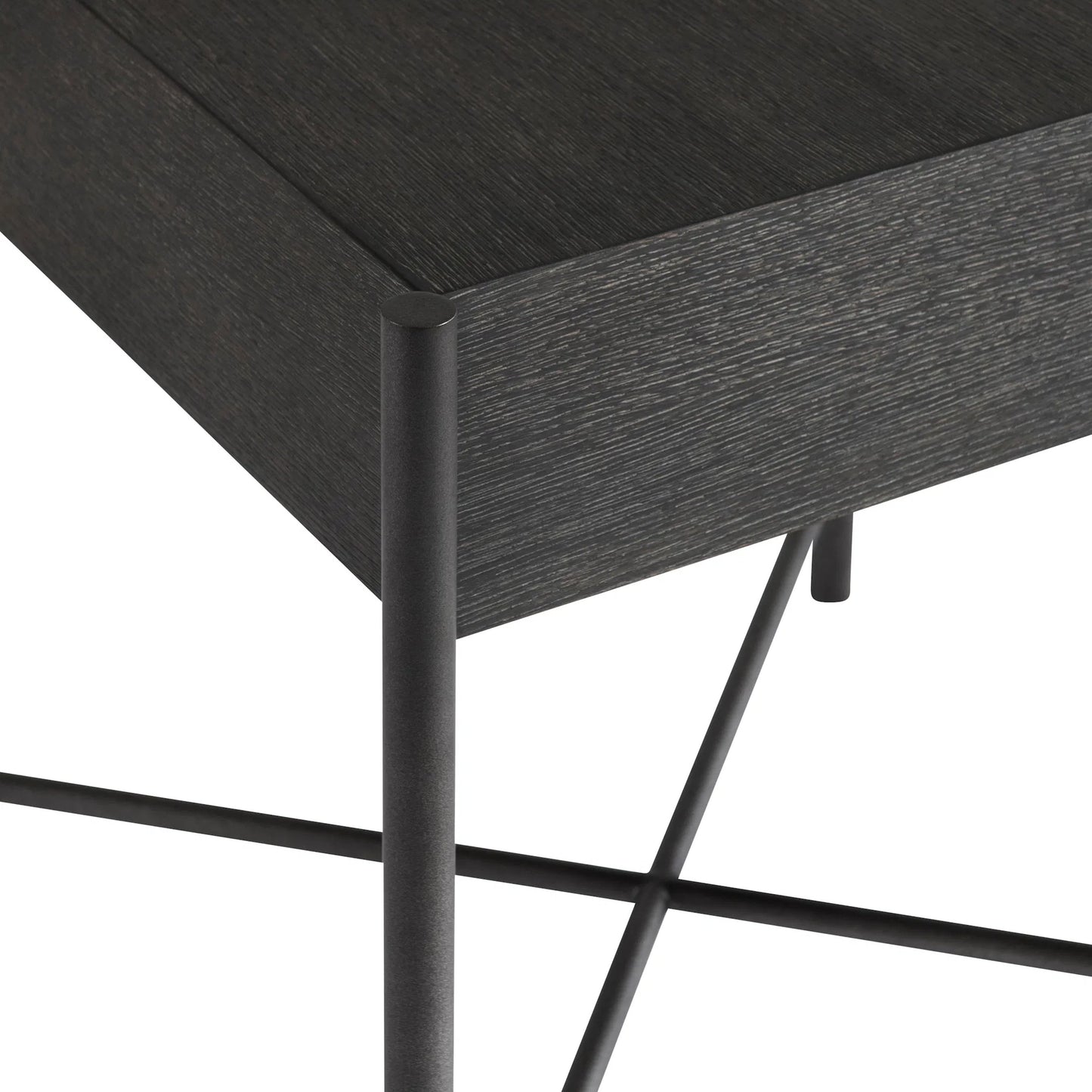 005 SI-2513522 | Closeup | Outline Side Table by Bernhardt in kohl, atra. Made from wood, metal in a transitional style.