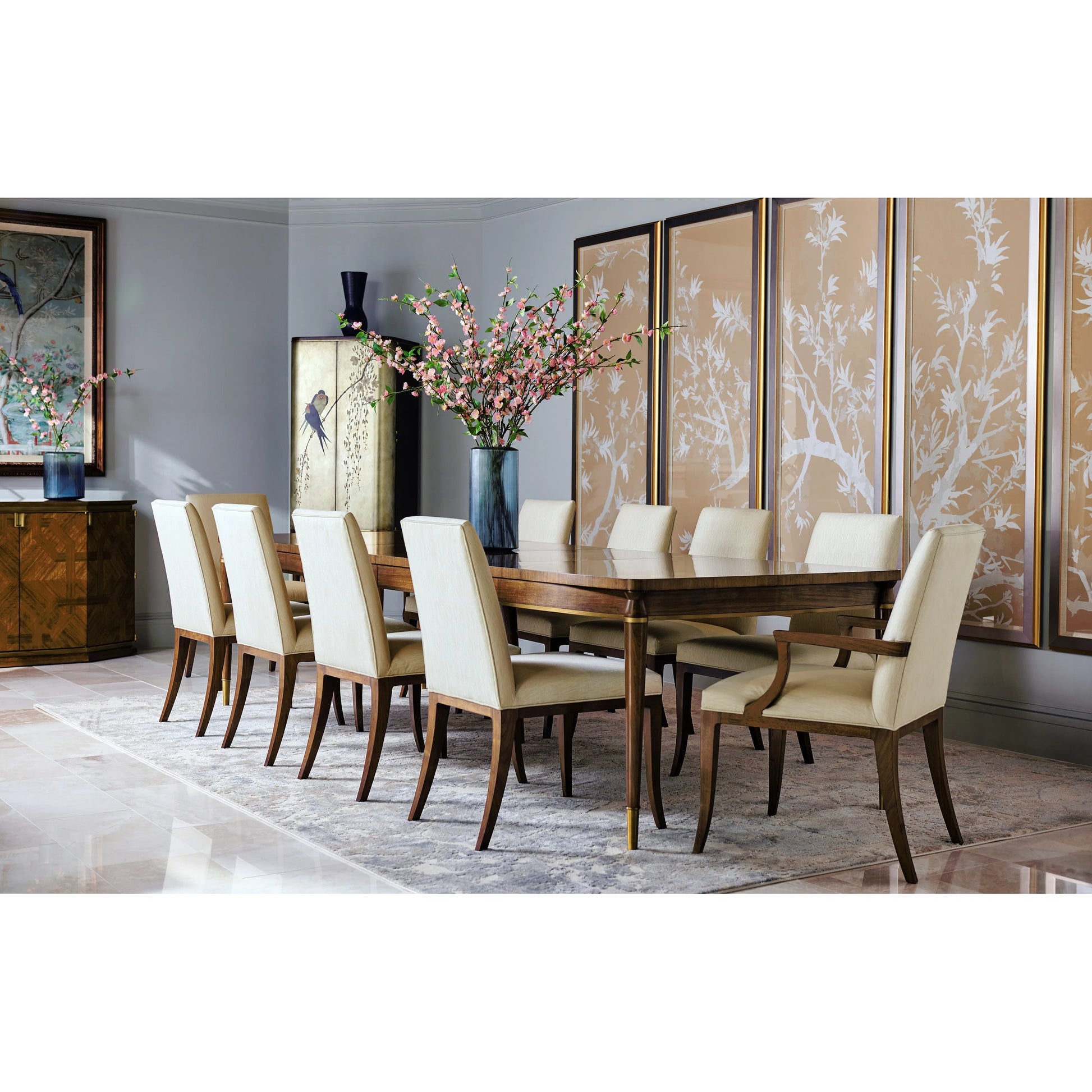 Toulouse Walnut Dining Table by Jonathan Charles in walnut. Made from walnut quarter figured veneer in a modern style.