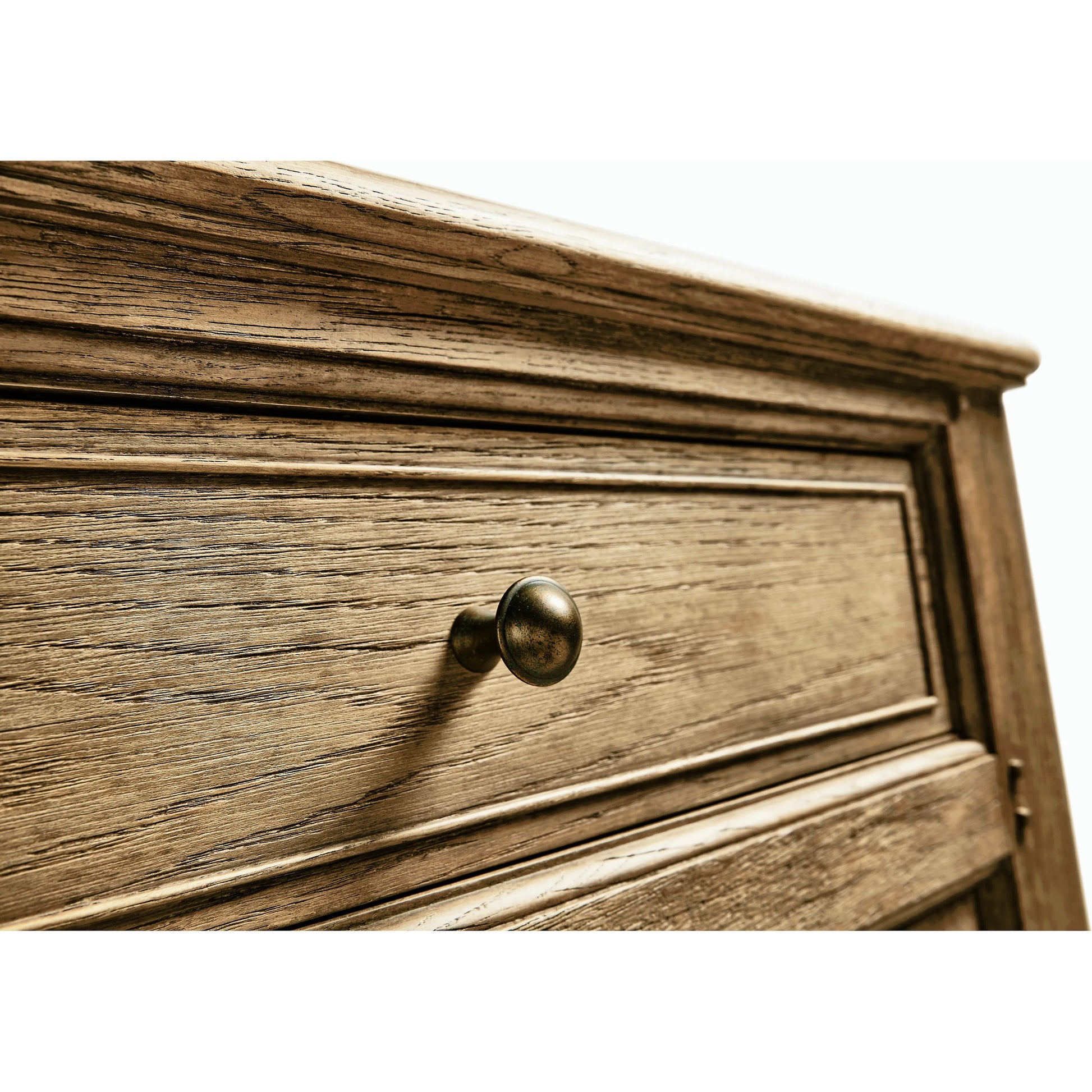 Timeless Eon Rustic French Credenza by Jonathan Charles in brown and stripped brown chestnut. Made from oak in a modern style.