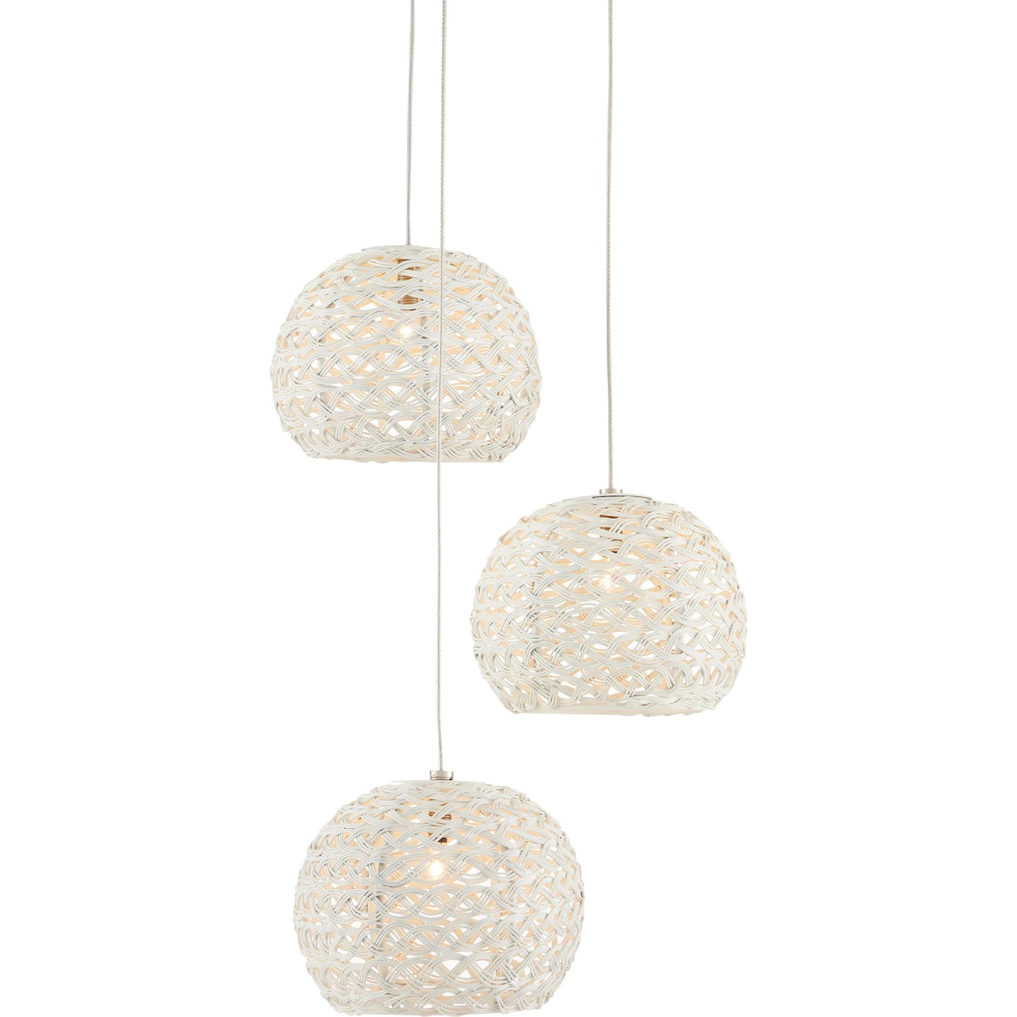 003 SI-1894476 | Additional Silo | Piero 3-LIGHT Multi-Drop Pendant by Currey and Company in white, painted silver. Made from metal in a transitional style.