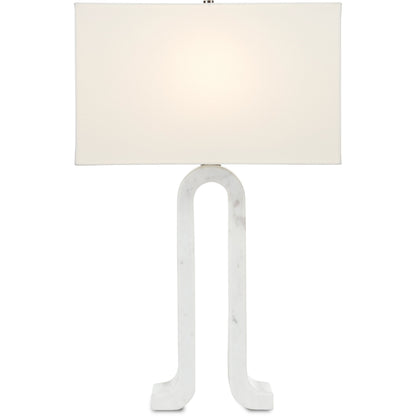 Leo Table Lamp by Currey and Company in white marble. Made from marble in a modern style.