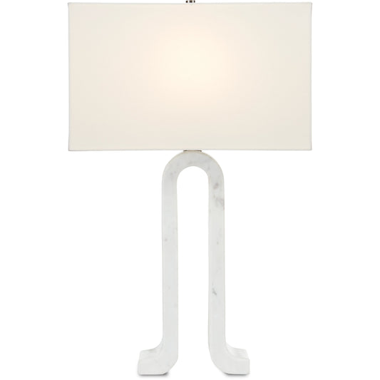 Leo Table Lamp by Currey and Company in white marble. Made from marble in a modern style.
