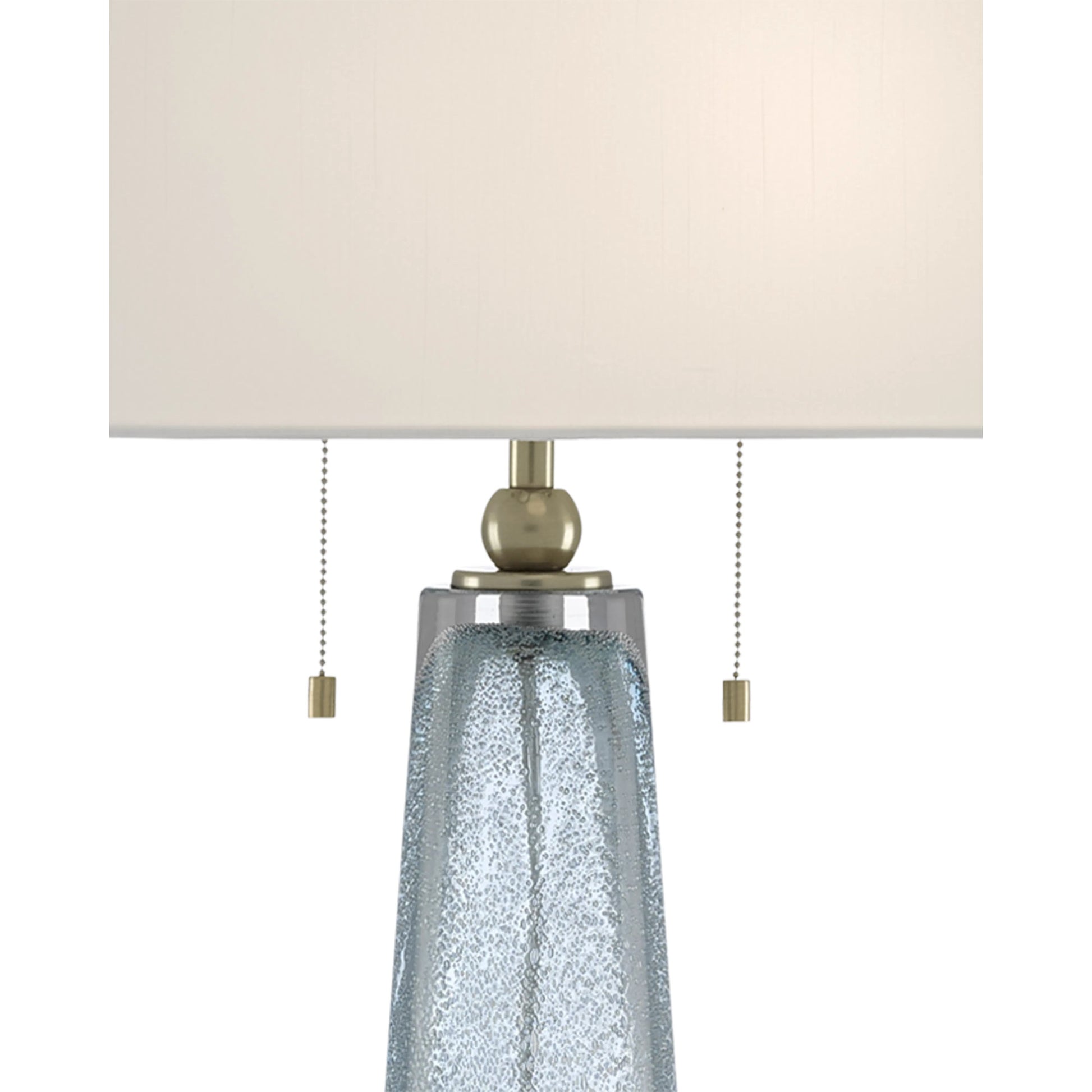 Looke Table Lamp by Currey and Company in blue, brass. Made from glass, metal in a coastal style.