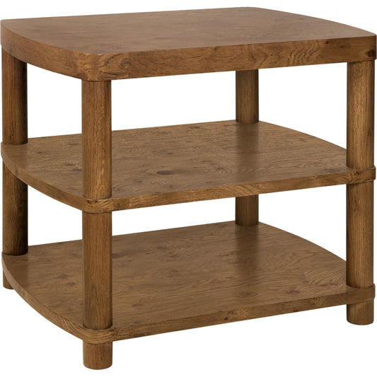 Melange Romano End Table by Hooker Furniture in medium wood and golden brown, oak veneers. Made from oak solids, oak veneers in a unique style.