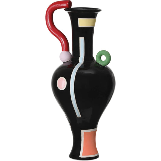 Fauvist Vase by Currey and Company in black, green, red, yellow, orange. Made from porcelain in a eclectic & global style.