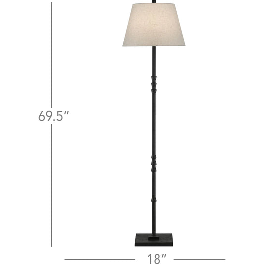 Lohn Floor Lamp by Currey and Company in mole black. Made from cast iron in a transitional style.