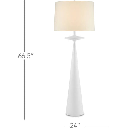 Giacomo Floor Lamp by Currey and Company in gesso white. Made from cast aluminum in a modern style.