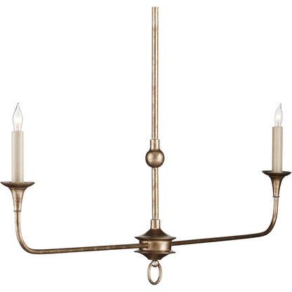 Nottaway Linear Chandelier by Currey and Company. Made from wrought iron in a traditional style.