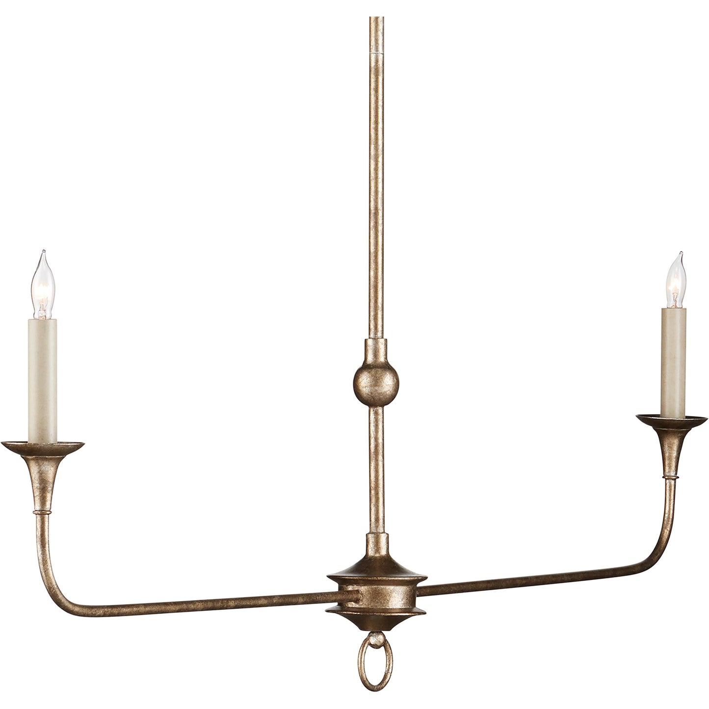 010 SI-2134024 | Closeup | Nottaway Linear Chandelier by Currey and Company. Made from wrought iron in a traditional style.