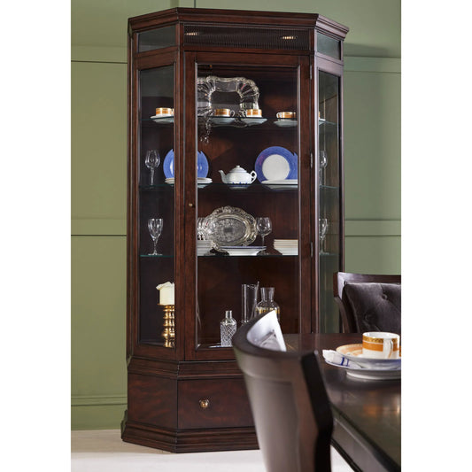Revival Display Cabinet by A.R.T. Furniture in napa mahogany. Made from rubberwood solids, quarter mahogany veneer, glass, resin, metal in a unique style.