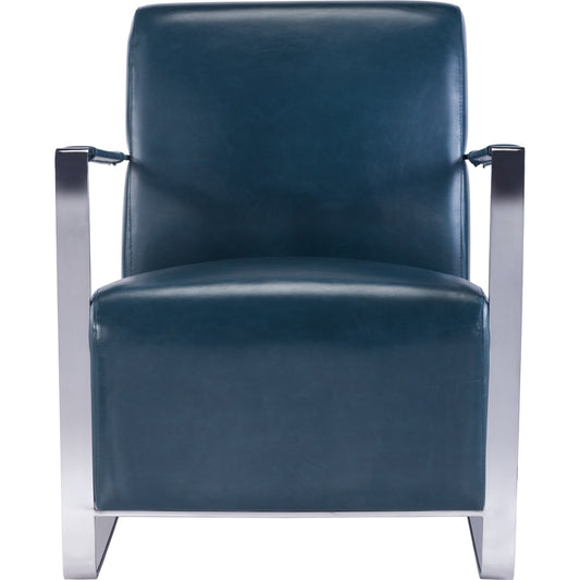Luxe Armchair by Pasargad Home in teal. Made from faux leather in a modern style.