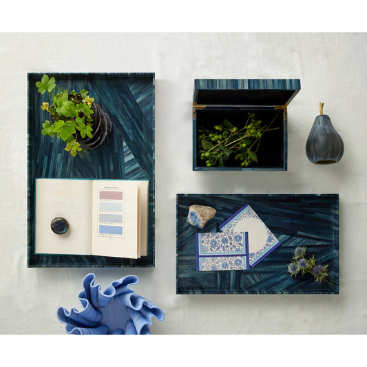 Glass Dark Pear Set by Currey and Company in blue, brass. Made from glass, brass in a eclectic & global style.