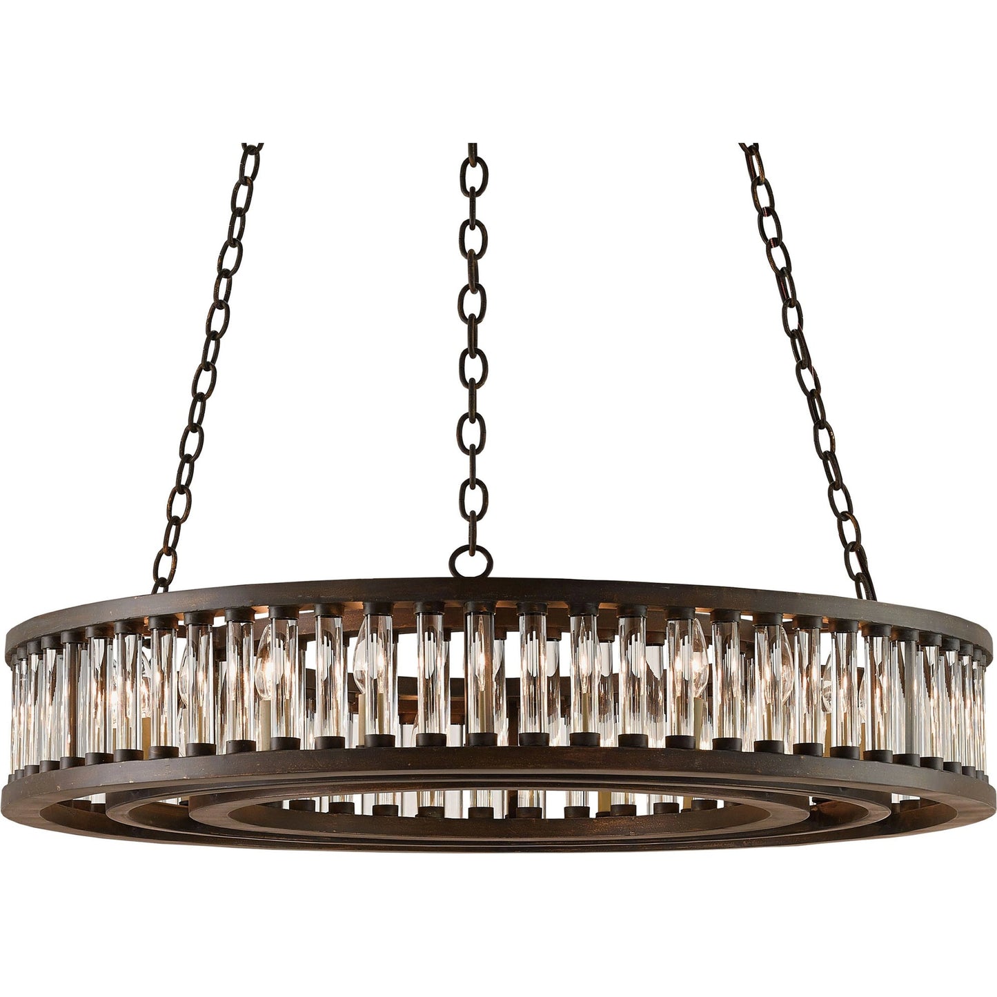 006 S-223517 | Primary Silo | Elixir Round Chandelier by Currey and Company in bronze verdigris. Made from wrought iron, optic crystal in a rustic style.