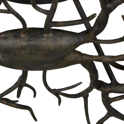 Rainforest Semi-Flush by Currey and Company in rustic bronze. Made from wrought iron in a modern style.