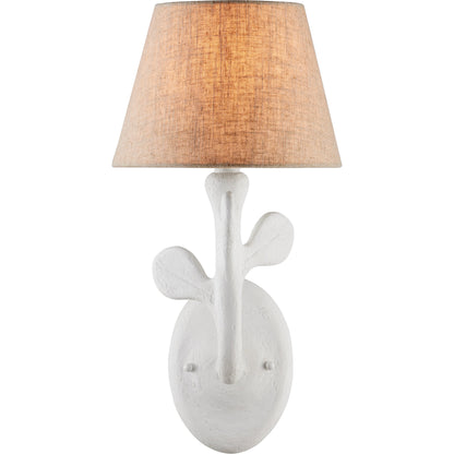 Charny Wall Sconce by Currey and Company in gesso white. Made from composite, metal in a modern style.
