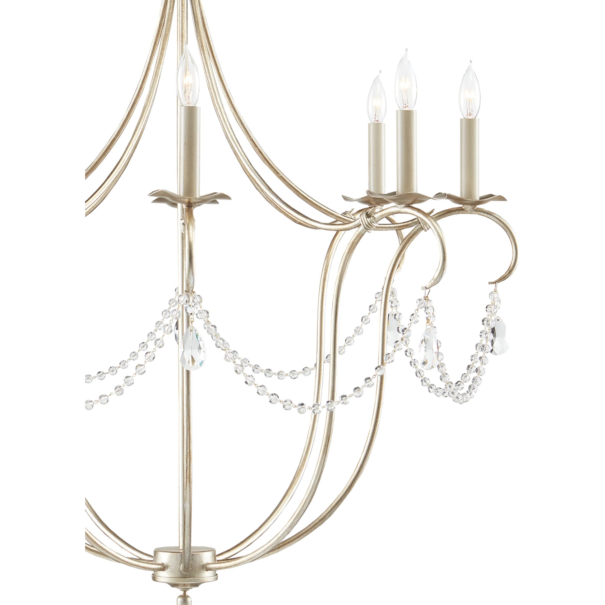 Crystal Light Chandelier by Currey and Company. Made from wrought iron, crystal in a traditional style.