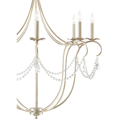 Crystal Light Chandelier by Currey and Company. Made from wrought iron, crystal in a traditional style.