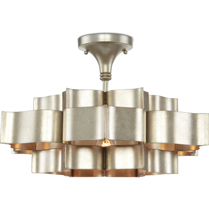 Grand Lotus Pendant/Semi-Flush Mount by Currey and Company. Made from wrought iron in a modern style.