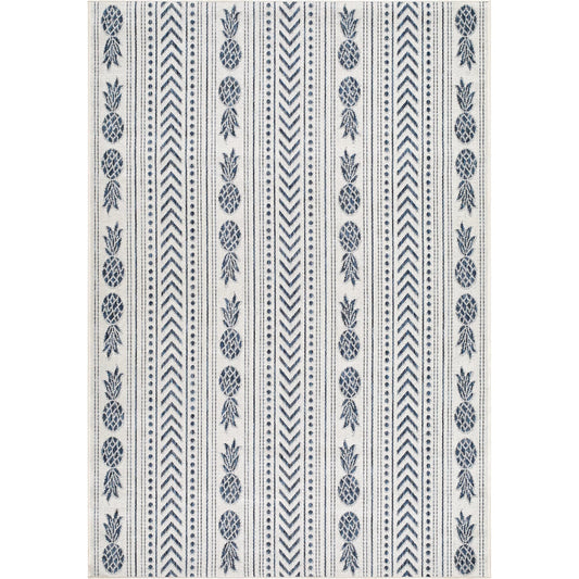 Eagean EAG-2439 Indoor/Outdoor Rug by Livabliss in cream, blue, black, pale blue. Made from polypropylene in a unique style.
