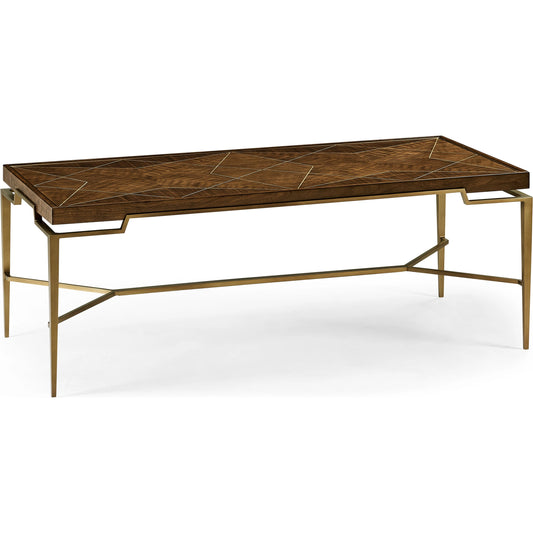 Toulouse Cocktail Table by Jonathan Charles in walnut. Made from walnut quarter figured veneer in a modern style.