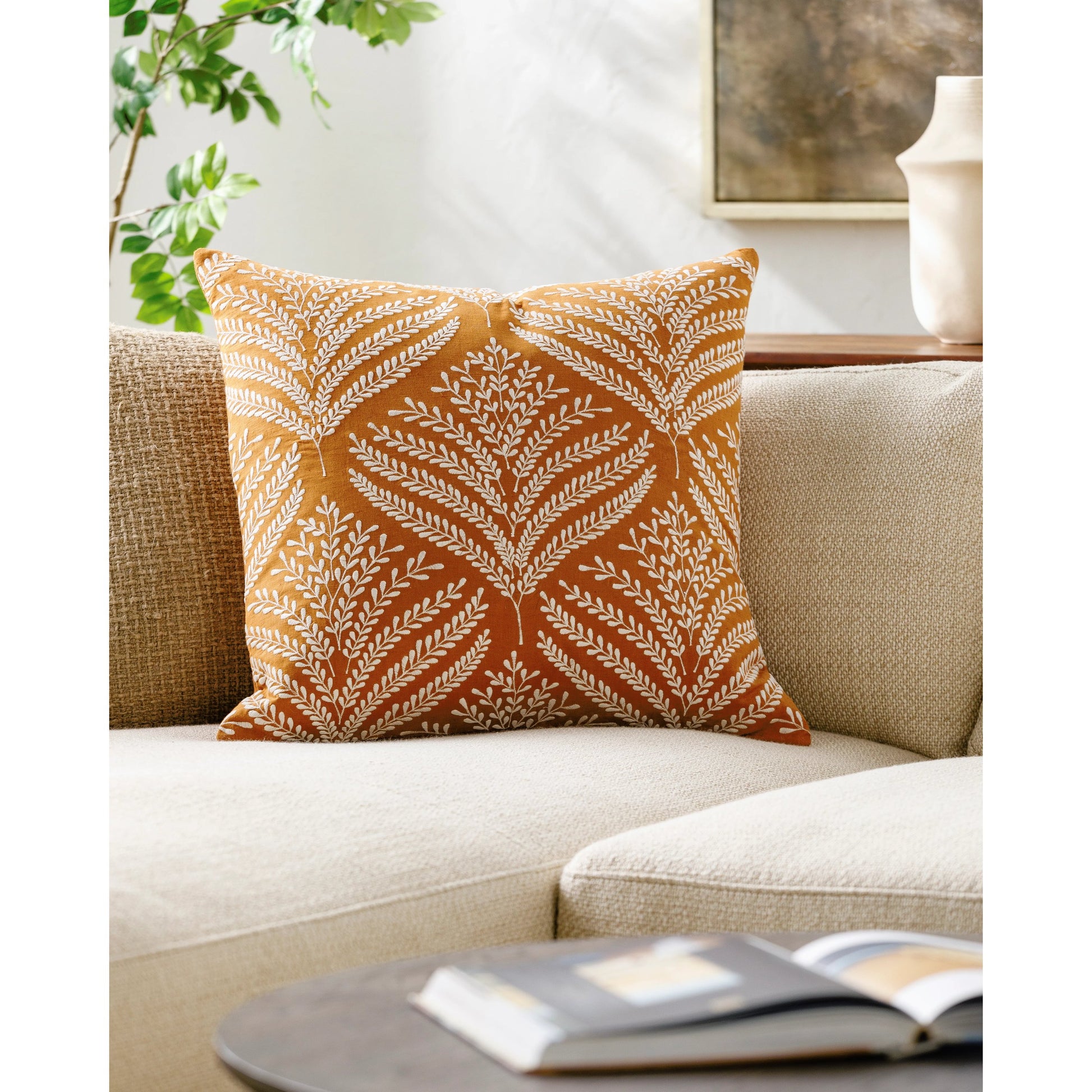Eliana Accent Pillow - 532638 by Surya. Made from linen in a modern style.