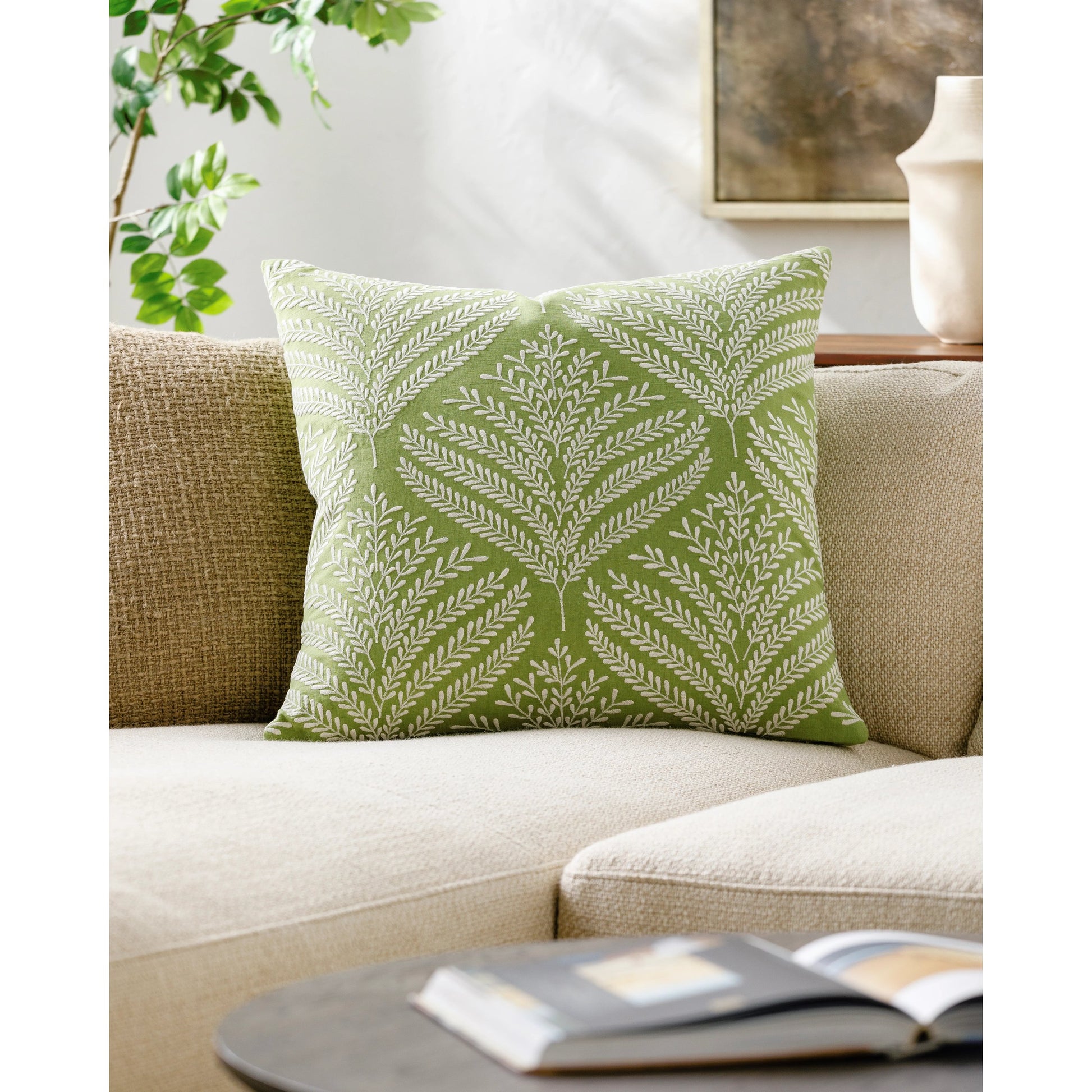 Eliana Accent Pillow - 532638 by Surya. Made from linen in a modern style.