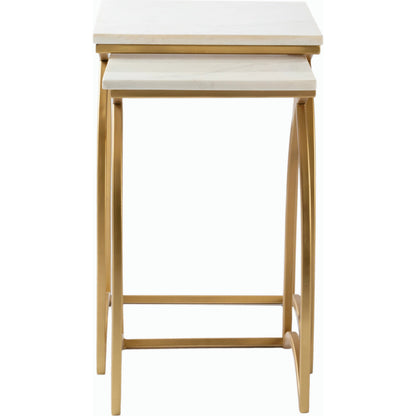 Evana - 24740 (Set of 2) by Livabliss in gold and powder coatednatural. Made from top: marble, base: metal in a modern style.