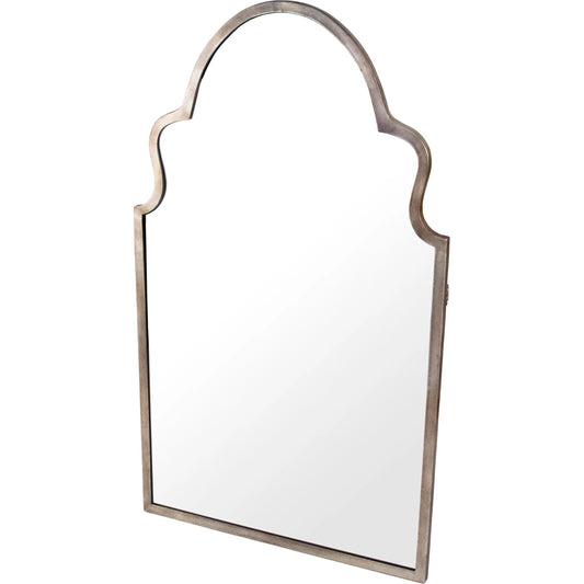 Saul Mirror by Zentique in distressed silver. Made from iron, glass in a transitional style.