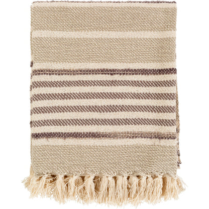 Beau Throw - 32939 by Surya in light beige, charcoal. Made from 100% cotton in a eclectic & global style.