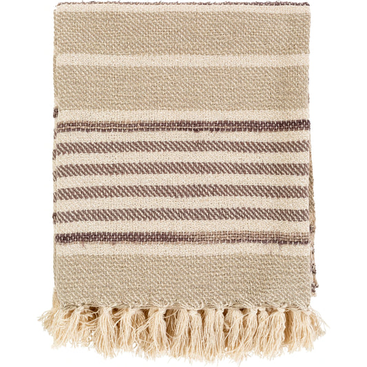 Beau Throw - 32939 by Surya in light beige, charcoal. Made from 100% cotton in a eclectic & global style.