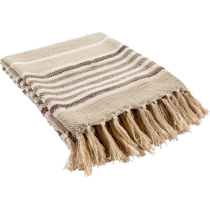 Beau Throw - 32939 by Surya in light beige, charcoal. Made from 100% cotton in a eclectic & global style.
