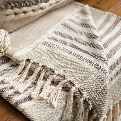 Beau Throw - 32939 by Surya in light beige, charcoal. Made from 100% cotton in a eclectic & global style.