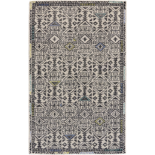 Arazad Transitional Moroccan Rug - 8447F by Feizy in gray, ivory, black. Made from wool, nylon in a unique style.