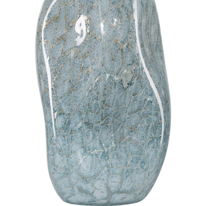 Tyne Vase by Currey and Company in pale blue, gold. Made from glass in a modern style.
