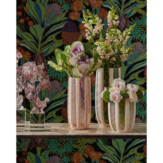 Merletto Glass Vase Set by Currey and Company in blush, clear. Made from glass in a unique style.