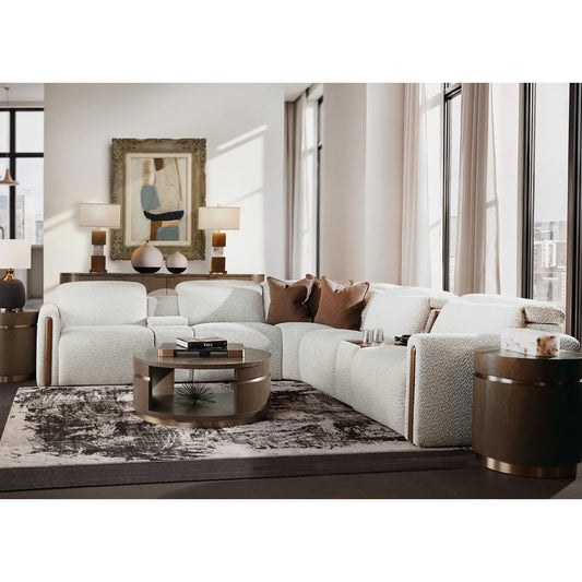 Anaheim Seven-Piece Power Sectional by Hooker Furniture in white and dark wood. Made from mccurdy stone, fabric contents: 100% polyester, fabric in a unique style.