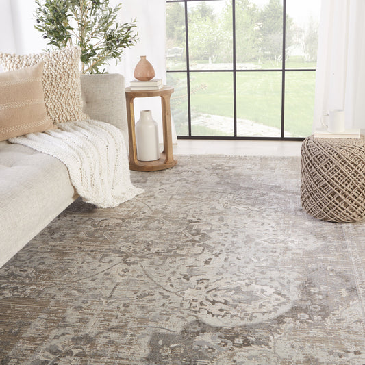 En Blanc EBC04 Rug by Jaipur Living in gray, ivory. Made from 60% shrink polyester, 40% viscose in a unique style.