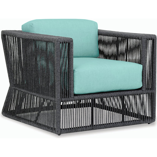 Milano Outdoor Club Chair by Sunset West in slate. Made from olefin rope in a coastal style.