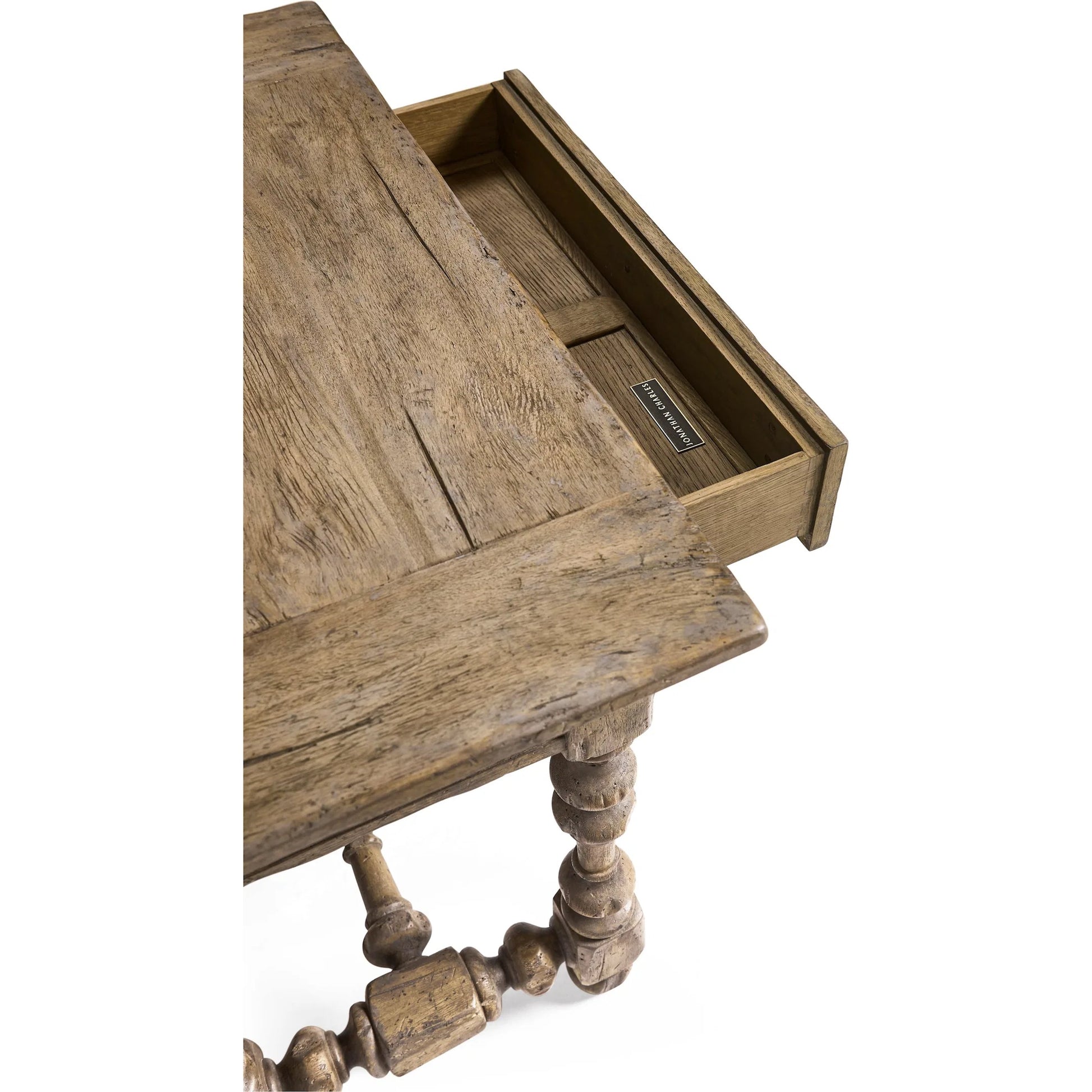 Caldera Nightstand by Jonathan Charles in light spain painted walnut. Made from main acacia in a unique style.