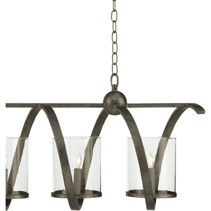 Maximus Chandelier by Currey and Company. Made from wrought iron, glass in a modern style.