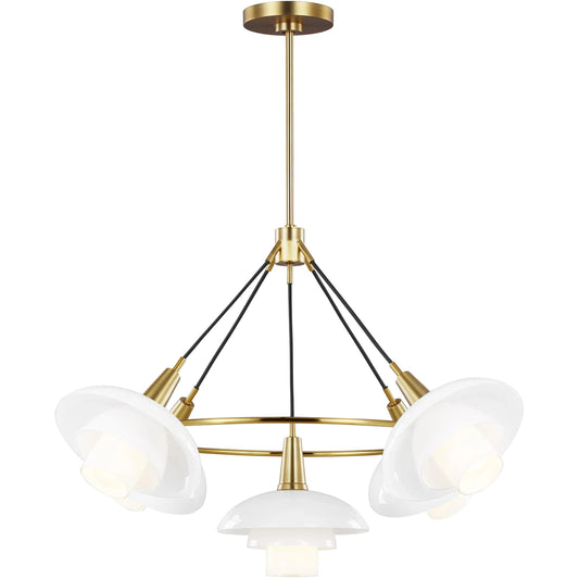 Rossie Medium Chandelier by Visual Comfort & Co. in burnished brass. Made from steel in a unique style.