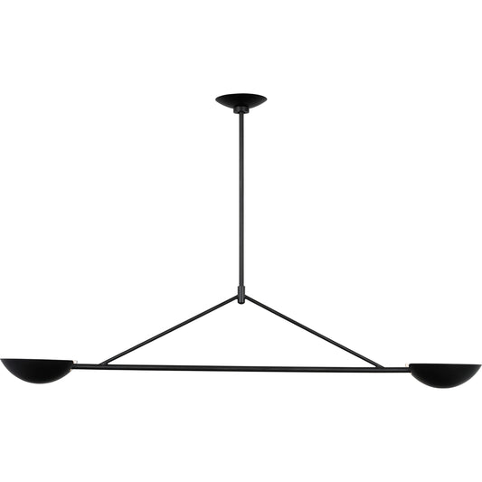 Nevel Medium Linear Chandelier by Visual Comfort & Co. in aged iron. Made from steel in a unique style.