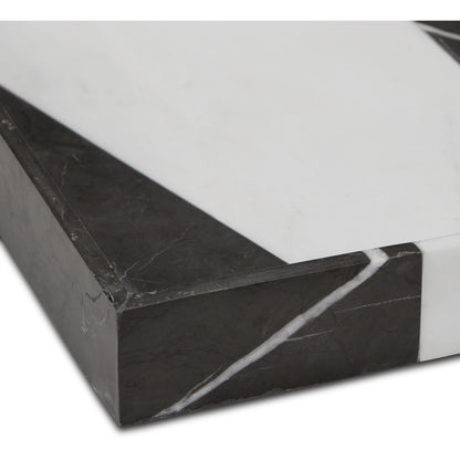 Sena Marble Tray by Currey and Company in black, white. Made from marble, dolomite in a modern style.