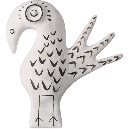 Norman the Peacock by Currey and Company in washed white, black. Made from porcelain in a eclectic & global style.