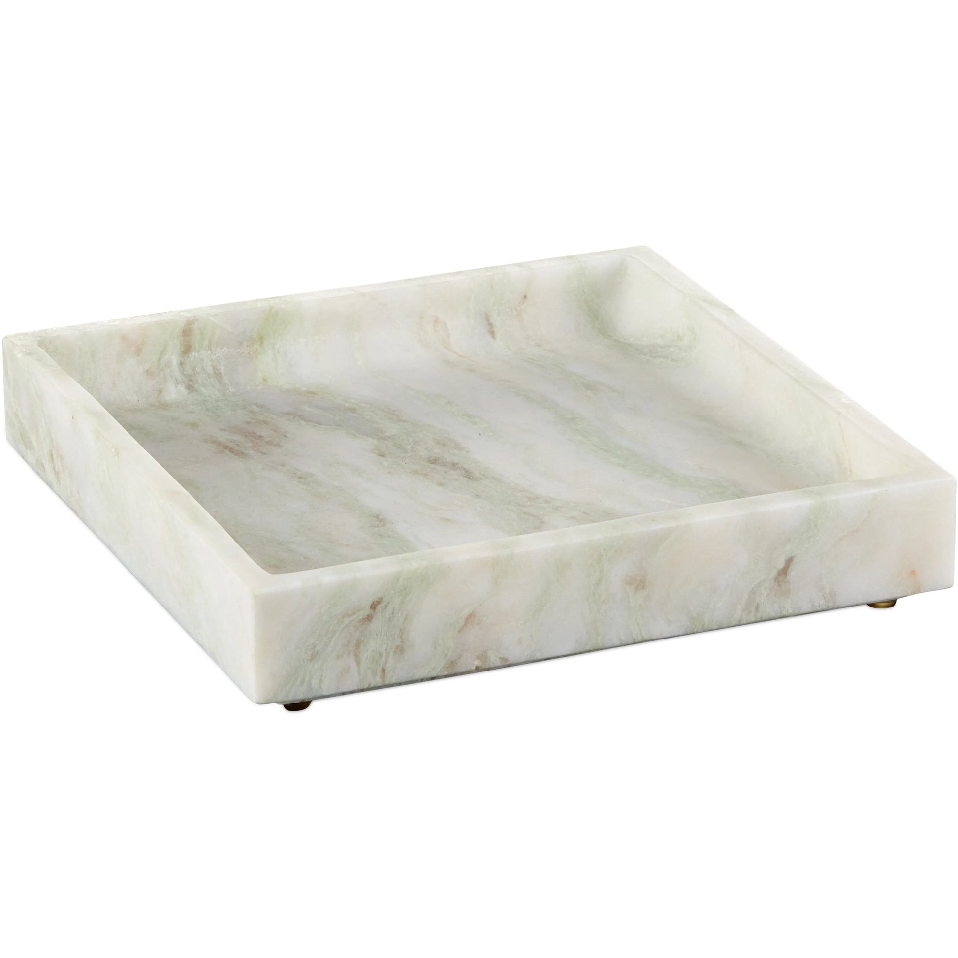 Bilbao Onyx Square Tray by Currey and Company in natural. Made from aravali onyx in a modern style.