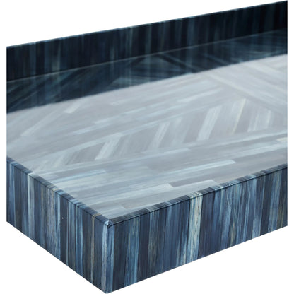 Winter Harvest Tray Set by Currey and Company in blue. Made from straw, glass, engineered wood in a modern style.